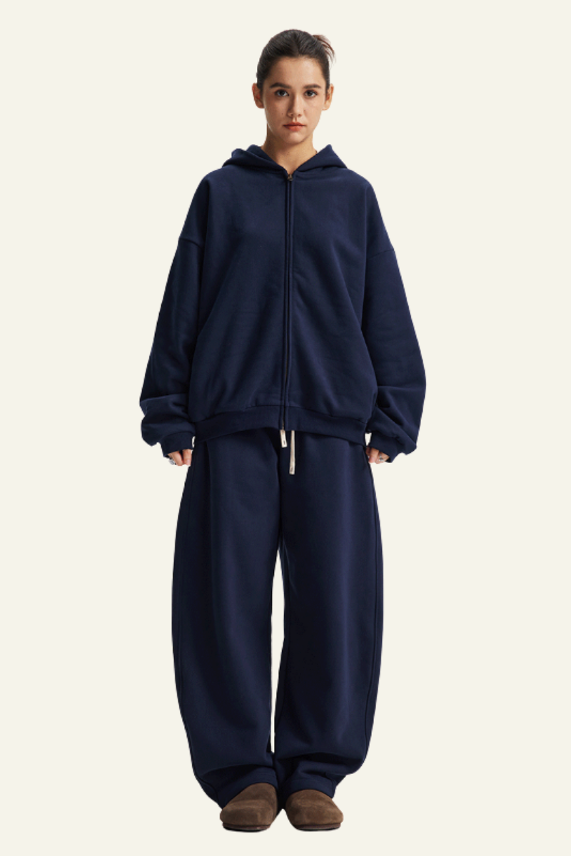 Women's Set:Fleece-lined Zipper Jacket & Curved-blade Pants