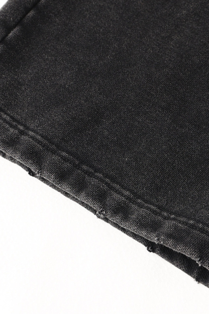 Men's Cotton Streetwear Washed Worn-Out Curved-Blade Pants