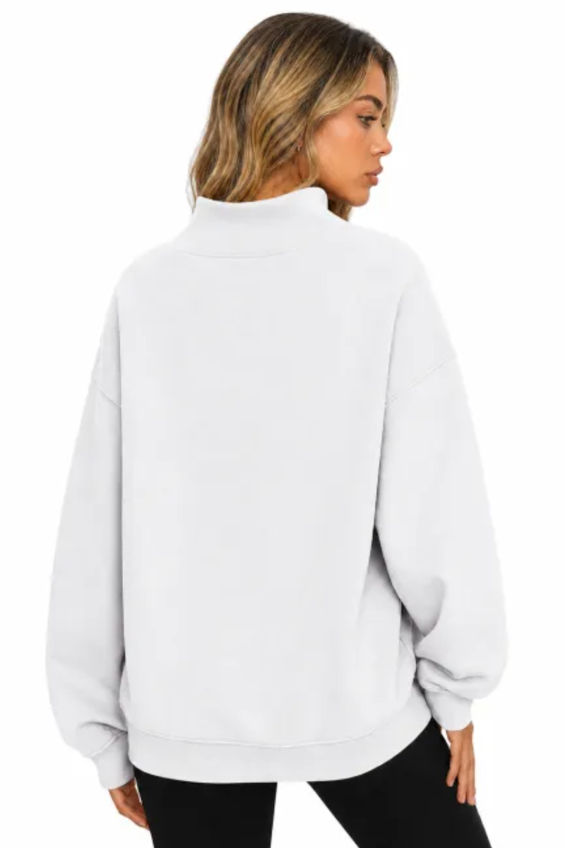 Women Fall Mock Neck Cutout Oversized Casual Sweatshirt
