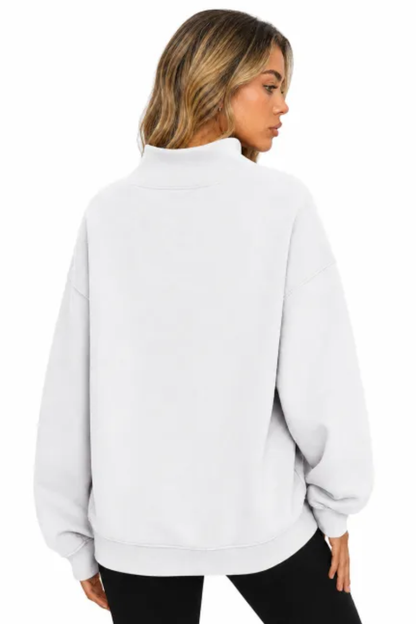 Women Fall Mock Neck Cutout Oversized Casual Sweatshirt