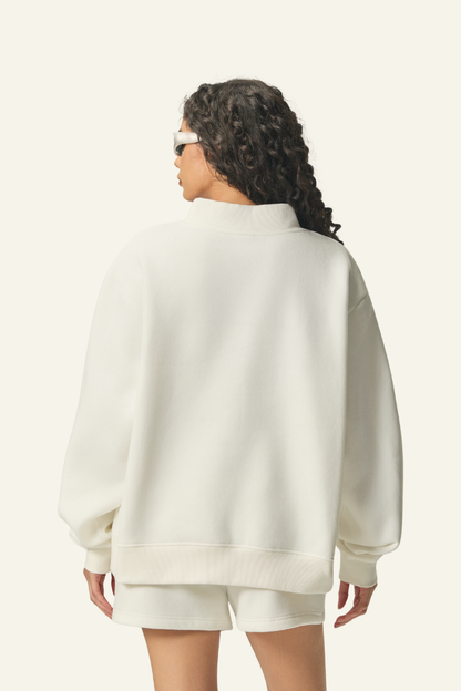 Women's Streetwear Stand-Collar Solid Mock Neck Sweatshirt