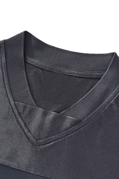 Women's Summer Y2K V-Neck Cutout Crop Patchwork Tee