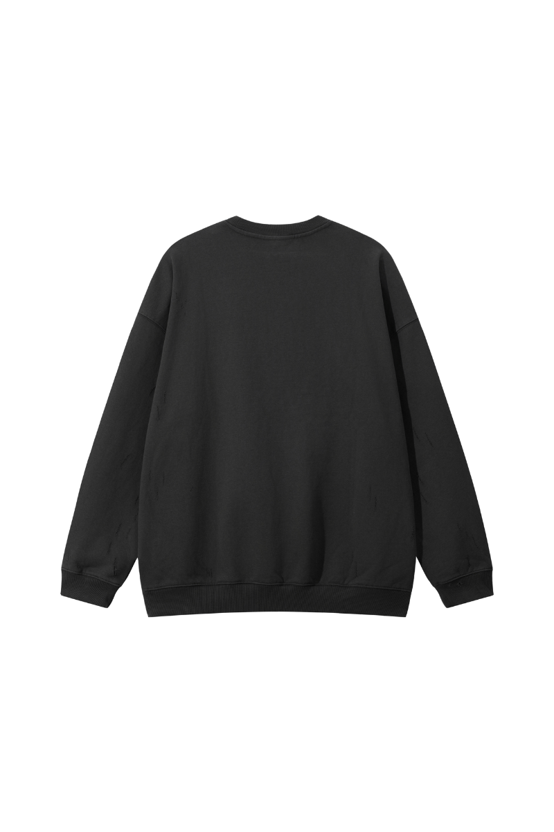 Unisex Fall Clothing Washed Distressed Oversized Sweatshirt