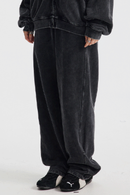 Men's Cotton  Streetwear Washed Distressed Wide Leg Pants