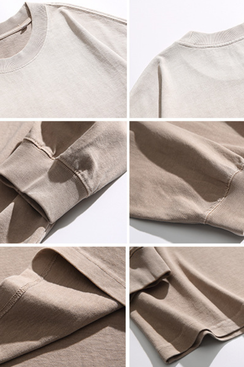 Unisex Heavy Washed American Gradient Loose Long Sleeve Tee