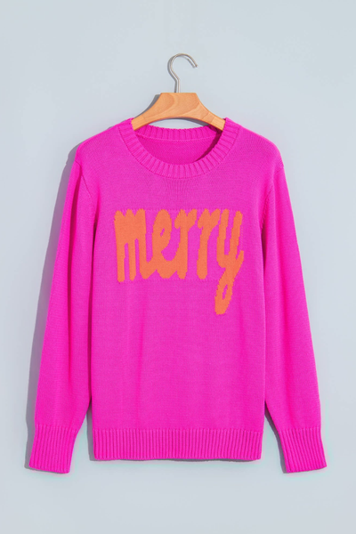 Women's Christmas Letter Jacquard Loose Long Sleeve Sweater