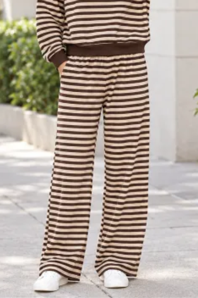 Women All Season Striped Straight Leg Lounge Pants
