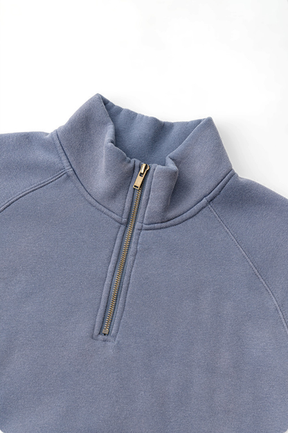 Men's Stand Collar Half Zipper Fleece-Lined Sweatshirt