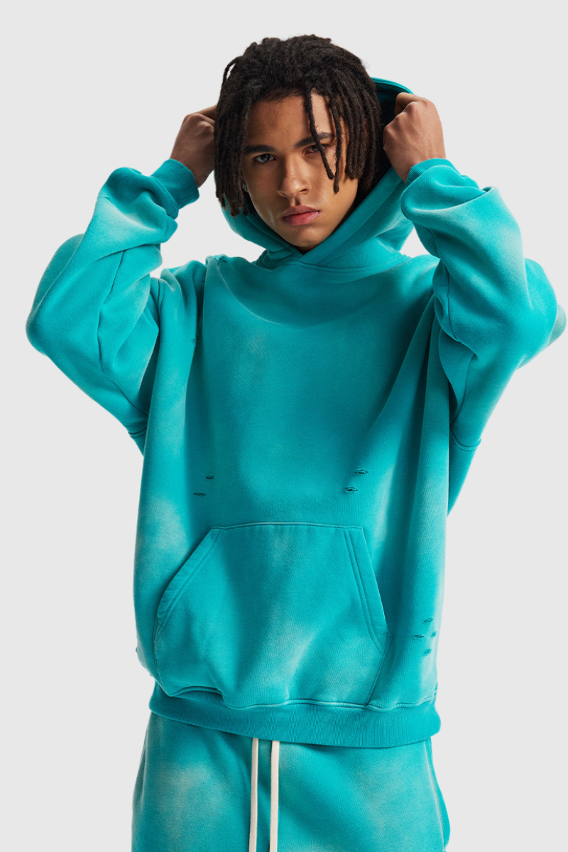 Men's Streetwear Washed 360G Heavyweight Cut Hoodie