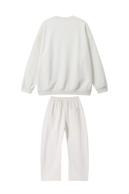 Women Fall Clothing Washed Pullover Wide Leg Sweatpants Set