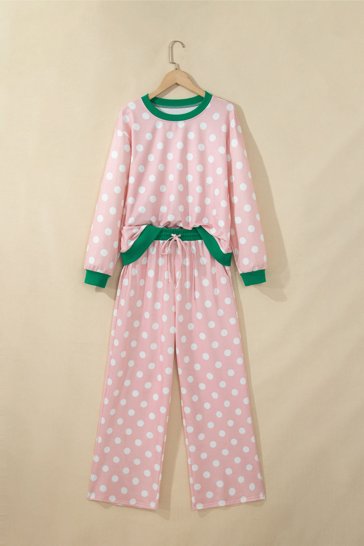 Women's Fall Polka Dot Colorblock Multi-Pocket 2 Piece Set