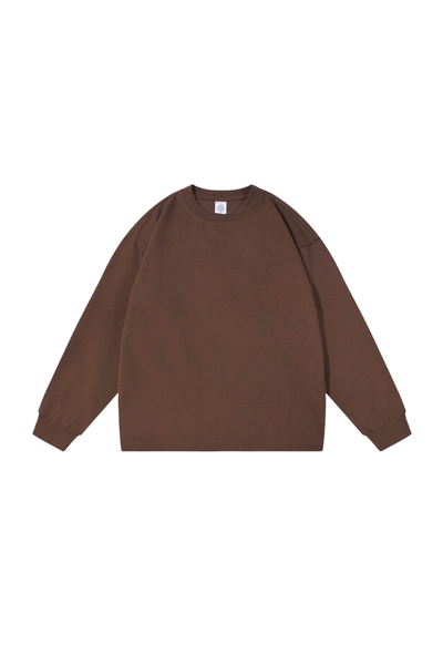 Men's Vintage Raw Hem Loose Drop Shoulder Long Sleeve Tee