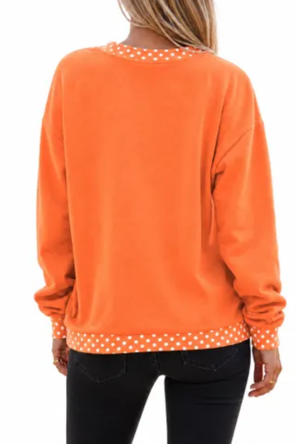 Women Fall Polka Dot Contrast Mock Neck Sweatshirt