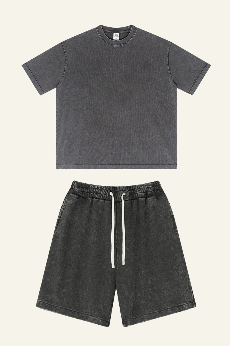 Women's Cotton Dopamine Set: T-shirt & Athletic Wear Short
