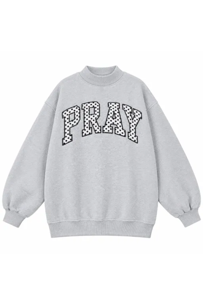 Women Fall Clothing Oversized PRAY Letter Sweatshirt