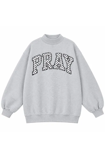 Women Fall Clothing Oversized PRAY Letter Sweatshirt