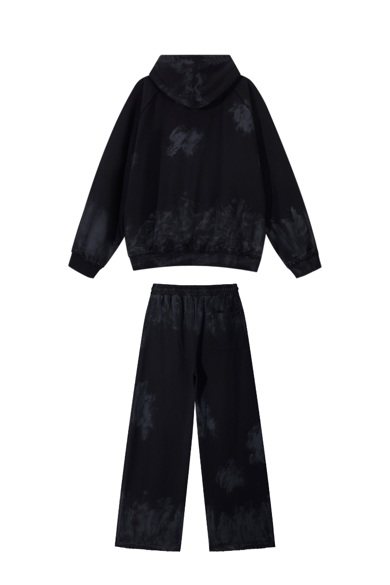 Unisex Fall Clothing Washed Hoodie Wide Leg Sweatpants Set