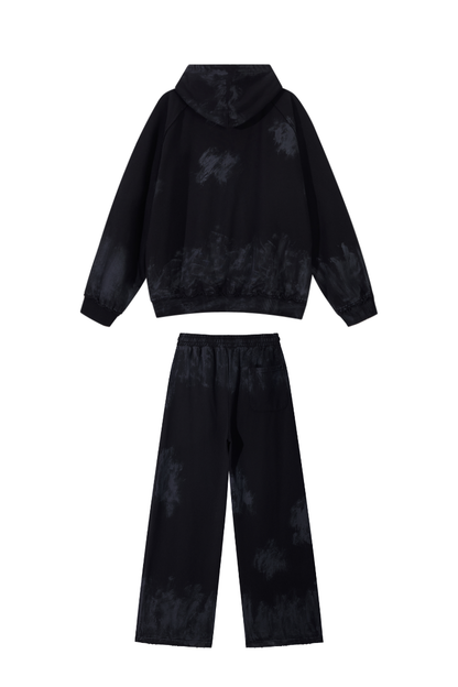 Unisex Fall Clothing Washed Hoodie Wide Leg Sweatpants Set
