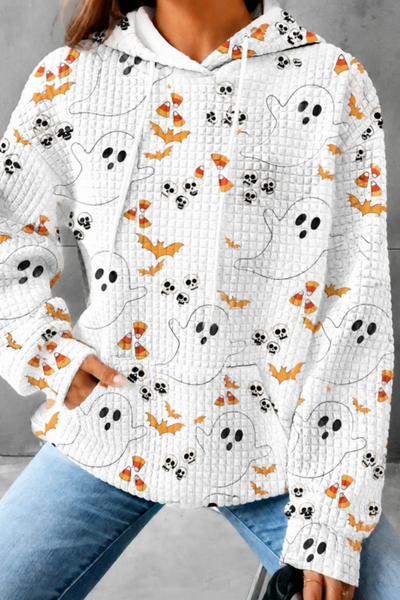 Unisex Fall Clothing Halloween Waffle Knit Graphic Hoodie