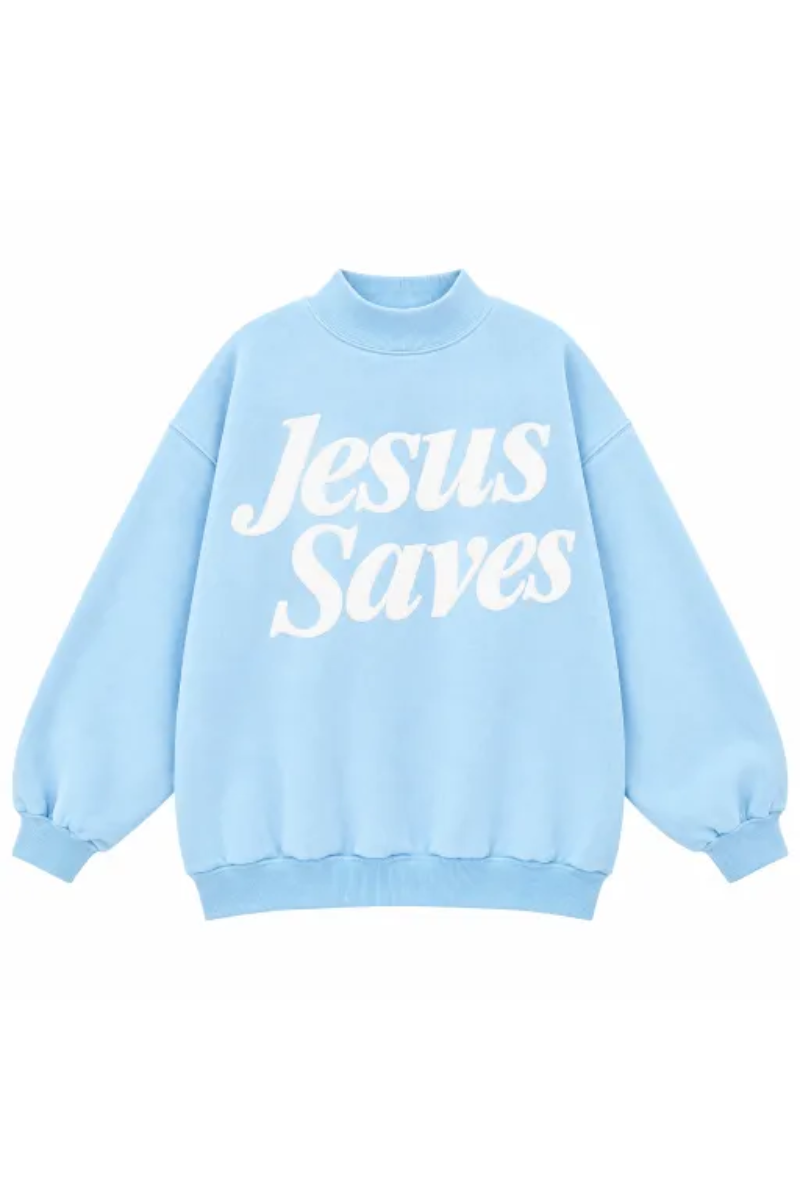 Women Fall Clothing Jesus Saves Mock Neck Sweatshirt