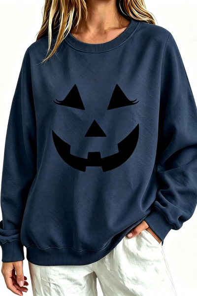 Women Fall Clothing Halloween Pumpkin Face Sweatshirt