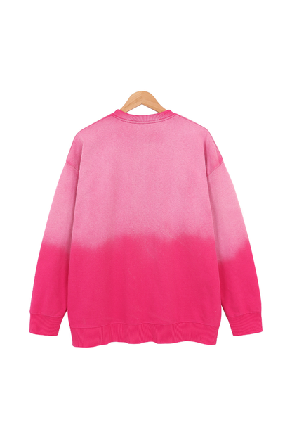 Women Fall Washed Vintage Gradient Crew Neck Sweatshirt