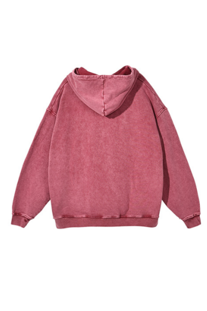 Unisex Fall 100% Cotton Wax Washed Vintage Pocket Hoodie