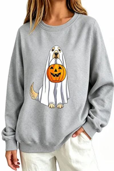Women Fall Clothing Halloween Ghost Dog Pumpkin Sweatshirt