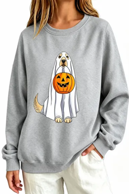 Women Fall Clothing Halloween Ghost Dog Pumpkin Sweatshirt
