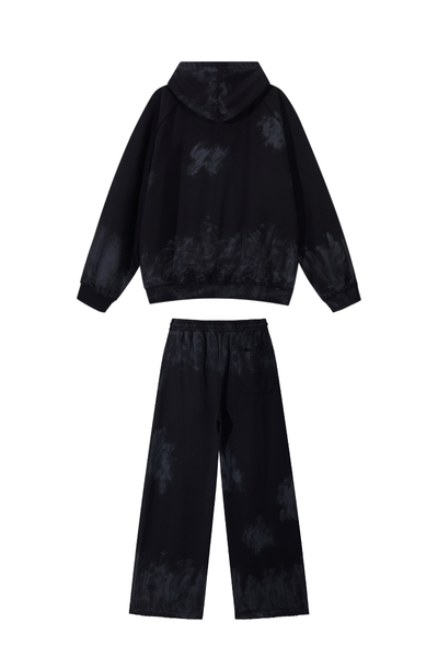 Men Fall Clothing Vintage Hoodie Wide Leg Sweatpants Set