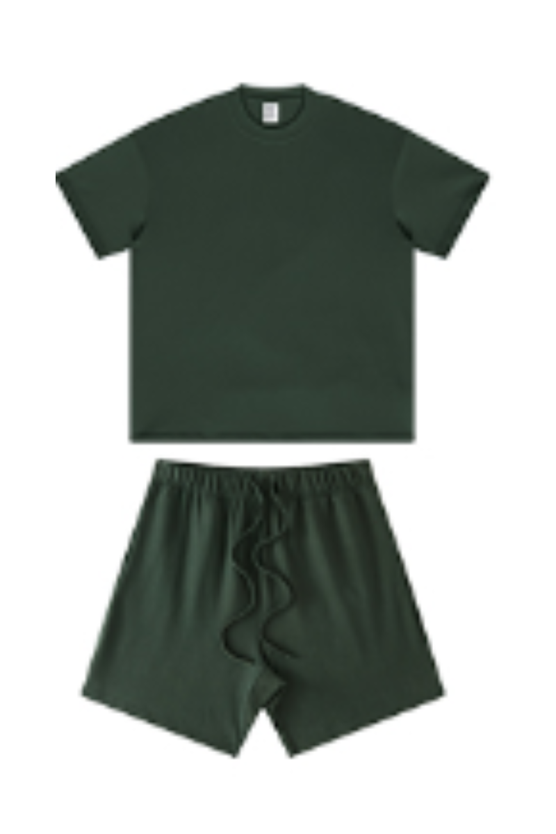 Men's Summer Heavy Solid Outdoor Street Tee & Shorts Set