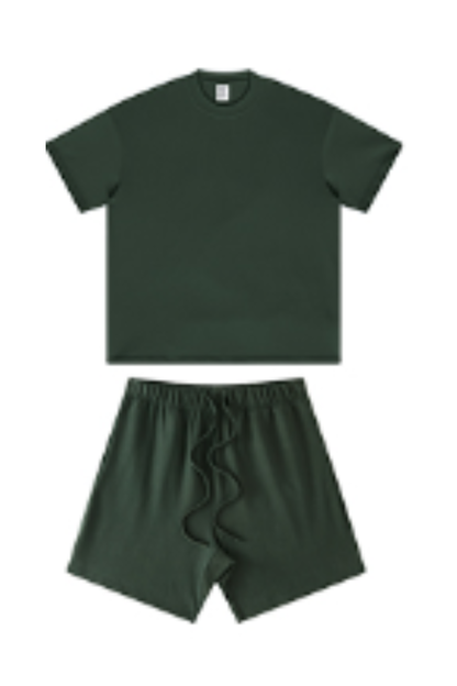 Men's Summer Heavy Solid Outdoor Street Tee & Shorts Set