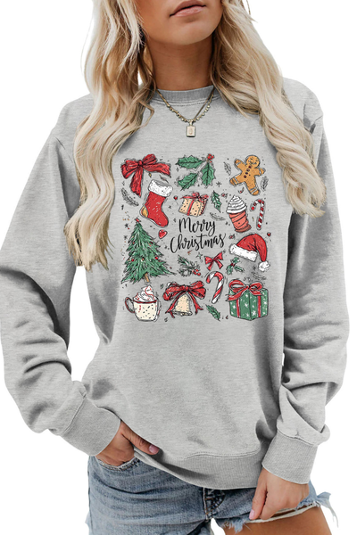 Women Fall Clothing Merry Christmas Gift Graphic Sweatshirt