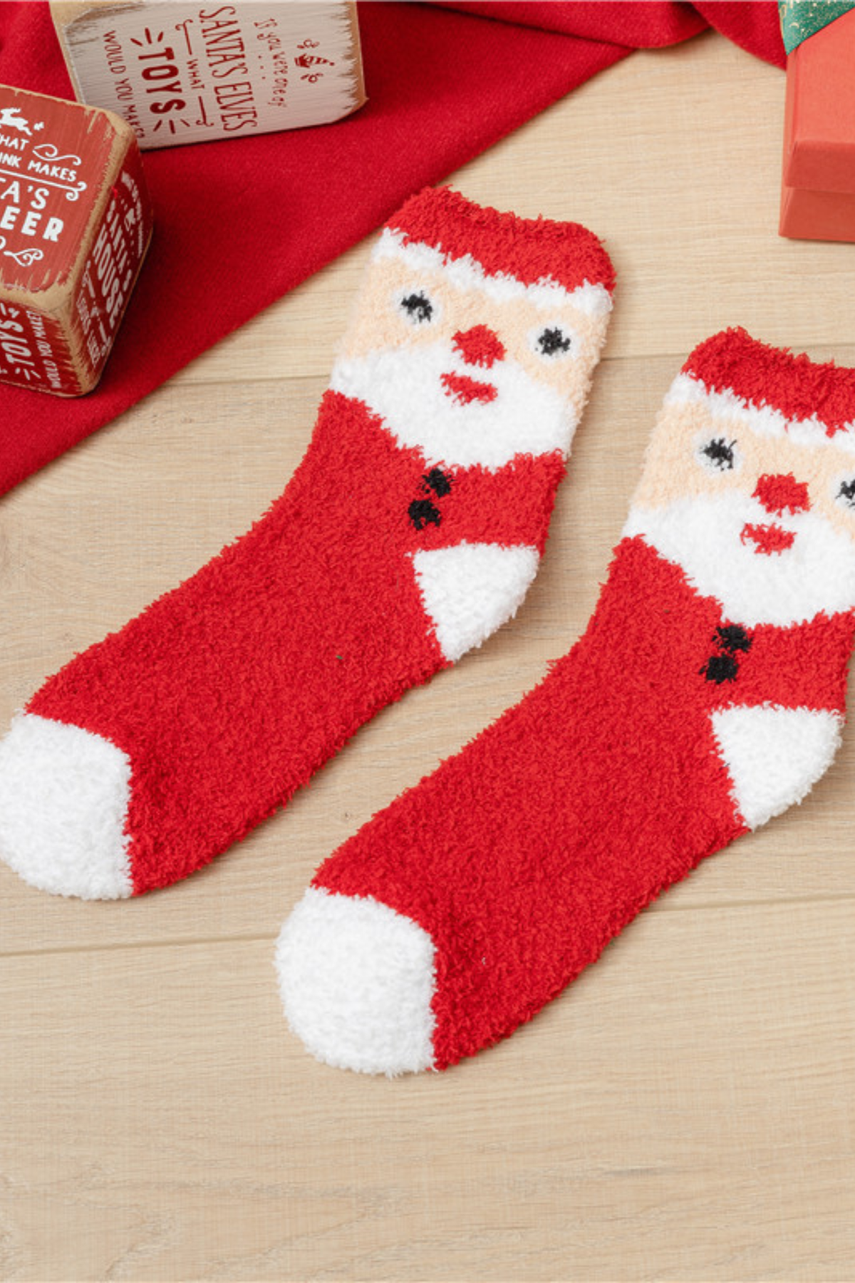 Women's Christmas Coral Fleece Santa Elk Tree Mid Calf Socks