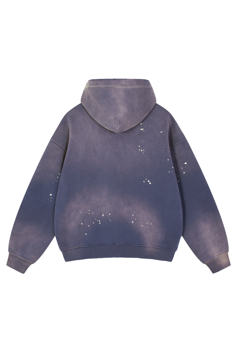 Unisex Fall Splatter-Wash Distressed Pullover Hoodie
