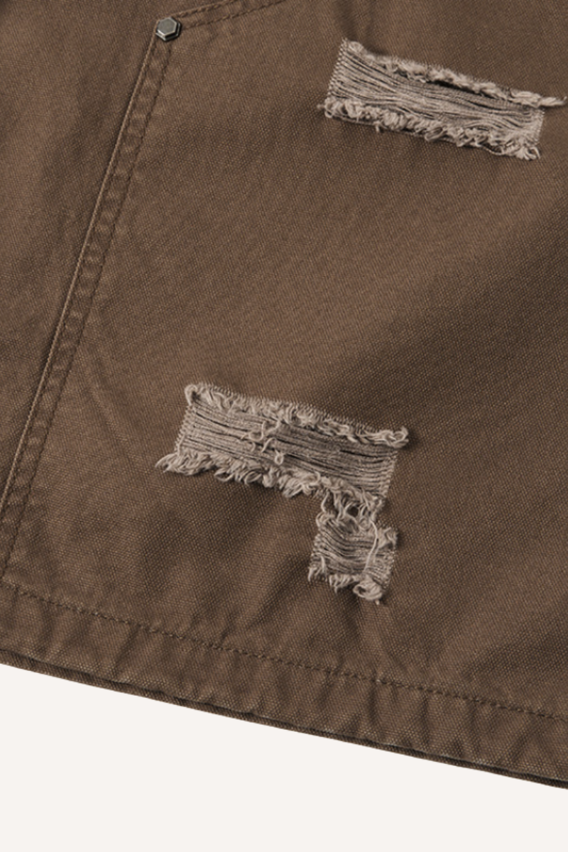 Men's Summer Retro Cargo Ripped Loose 7/8 Washed Shorts