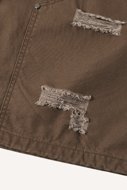 Men's Summer Retro Cargo Ripped Loose 7/8 Washed Shorts
