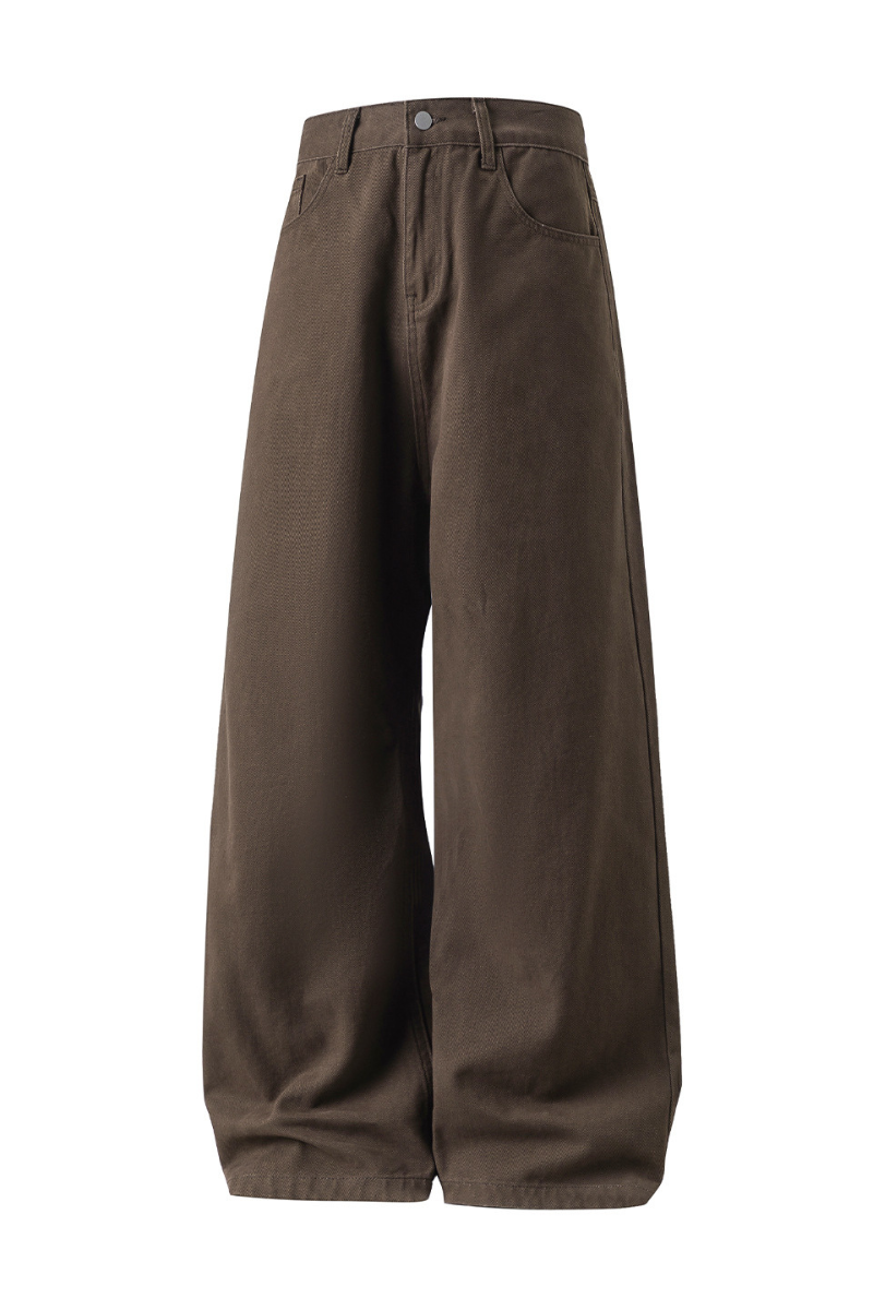 Men's Fall Twill Loose Straight Cotton Semi-Elastic Pants
