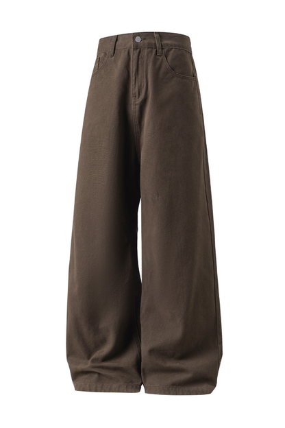 Men's Fall Twill Loose Straight Cotton Semi-Elastic Pants