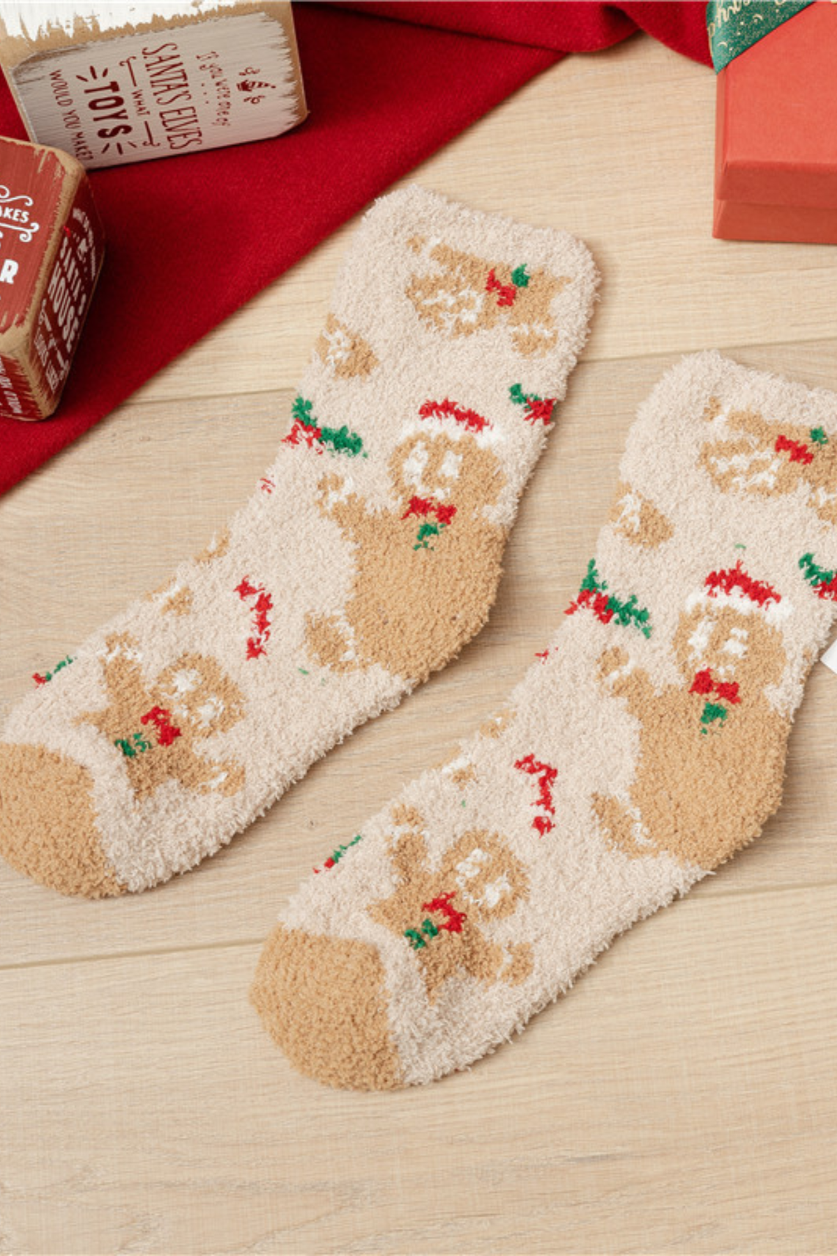 Women's Christmas Coral Fleece Santa Elk Tree Mid Calf Socks