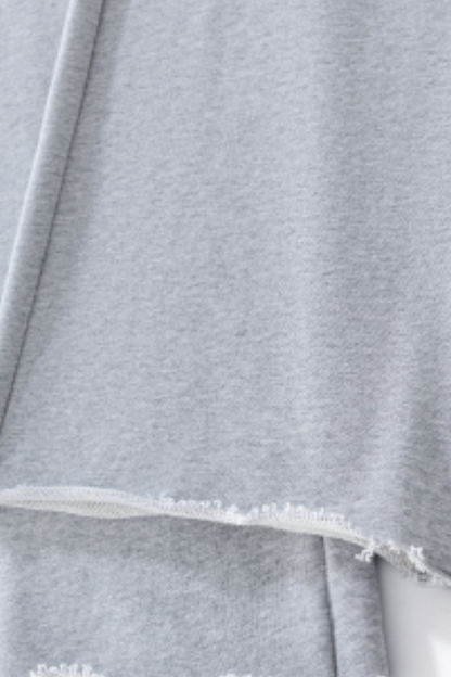 Women Fall 100% Cotton Wide Leg Raw Hem Pocket Sweatpants