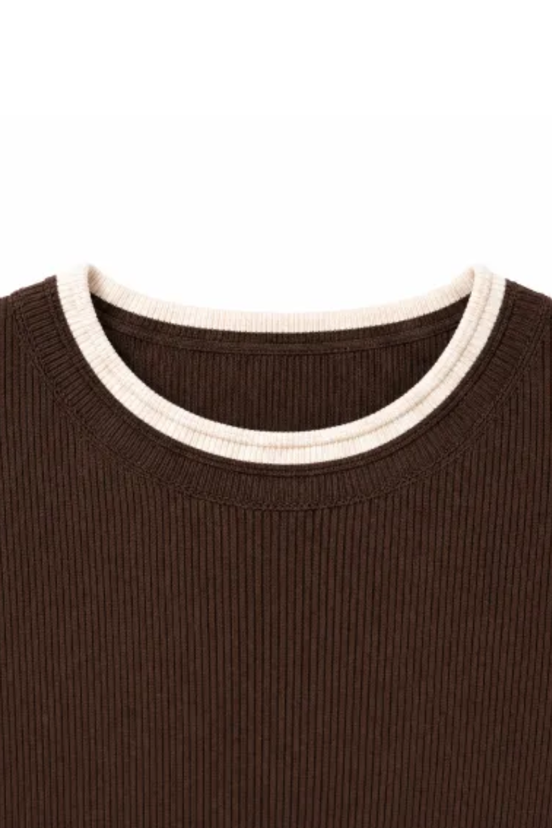 Women Spring Faux Layered Cropped Flare Sleeve Knit Sweater