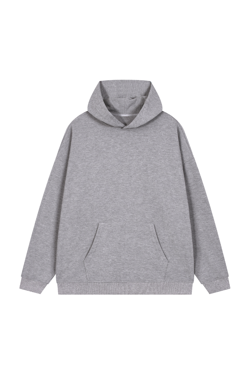 Women's Fall Waffle-Texture Drop-Shoulder Pullover Hoodie