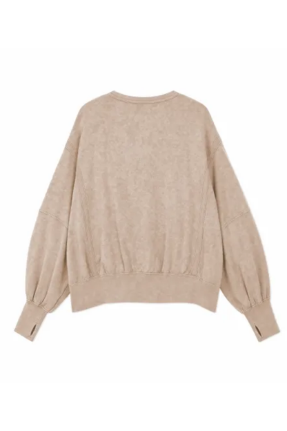 Women Fall Washed Vintage Loose Crew Neck Sweatshirt