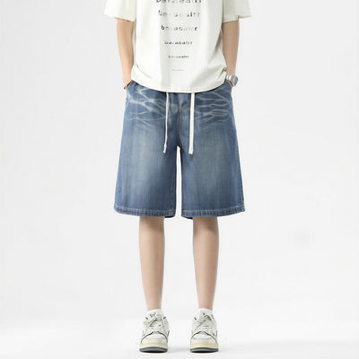Men's Summer Gradient Tie-Dye Drawstring Denim Shorts