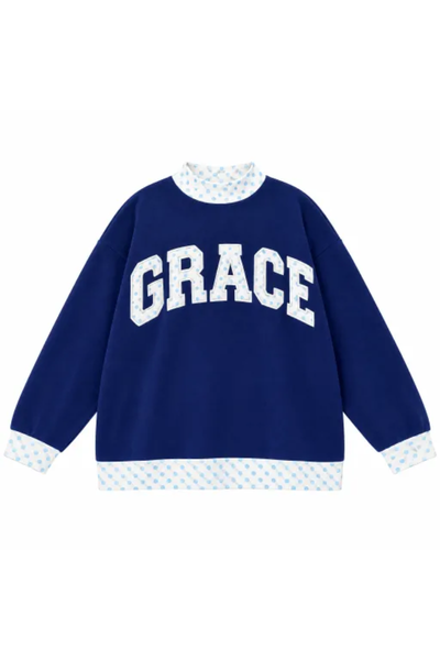 Women Fall Clothing Grace Applique Oversized Sweatshirt