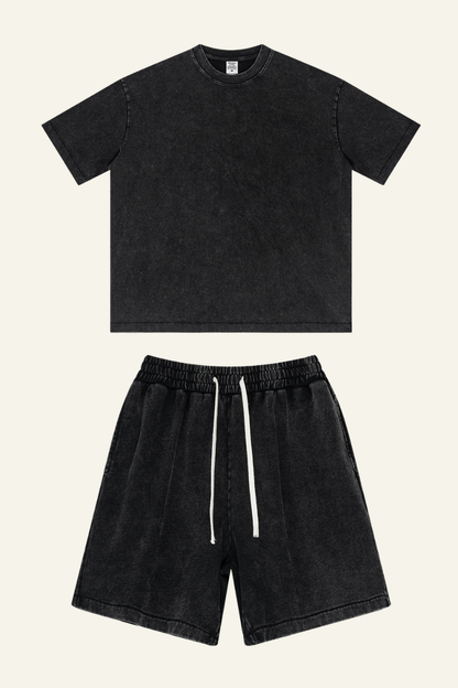 Women's Cotton Dopamine Set: T-shirt & Athletic Wear Short