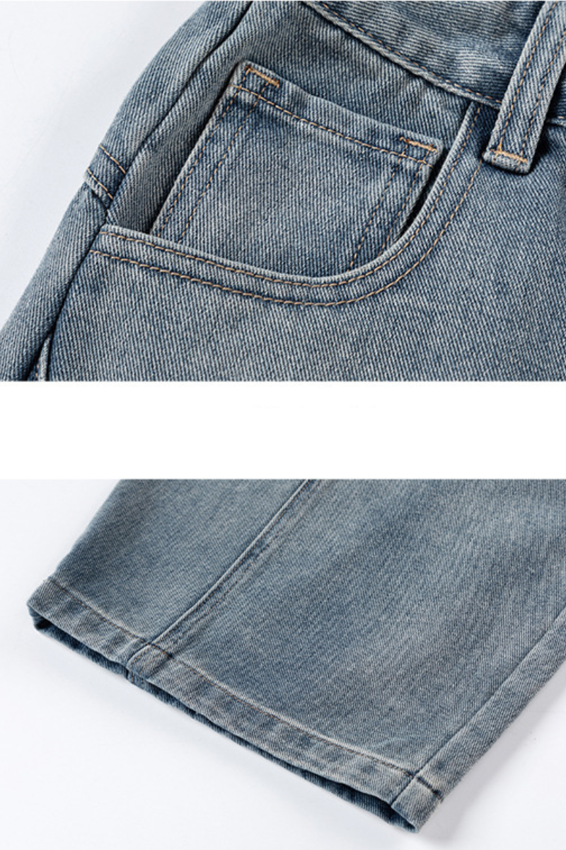 Men's Fall Curved Washed Structural Retro Straight Jeans