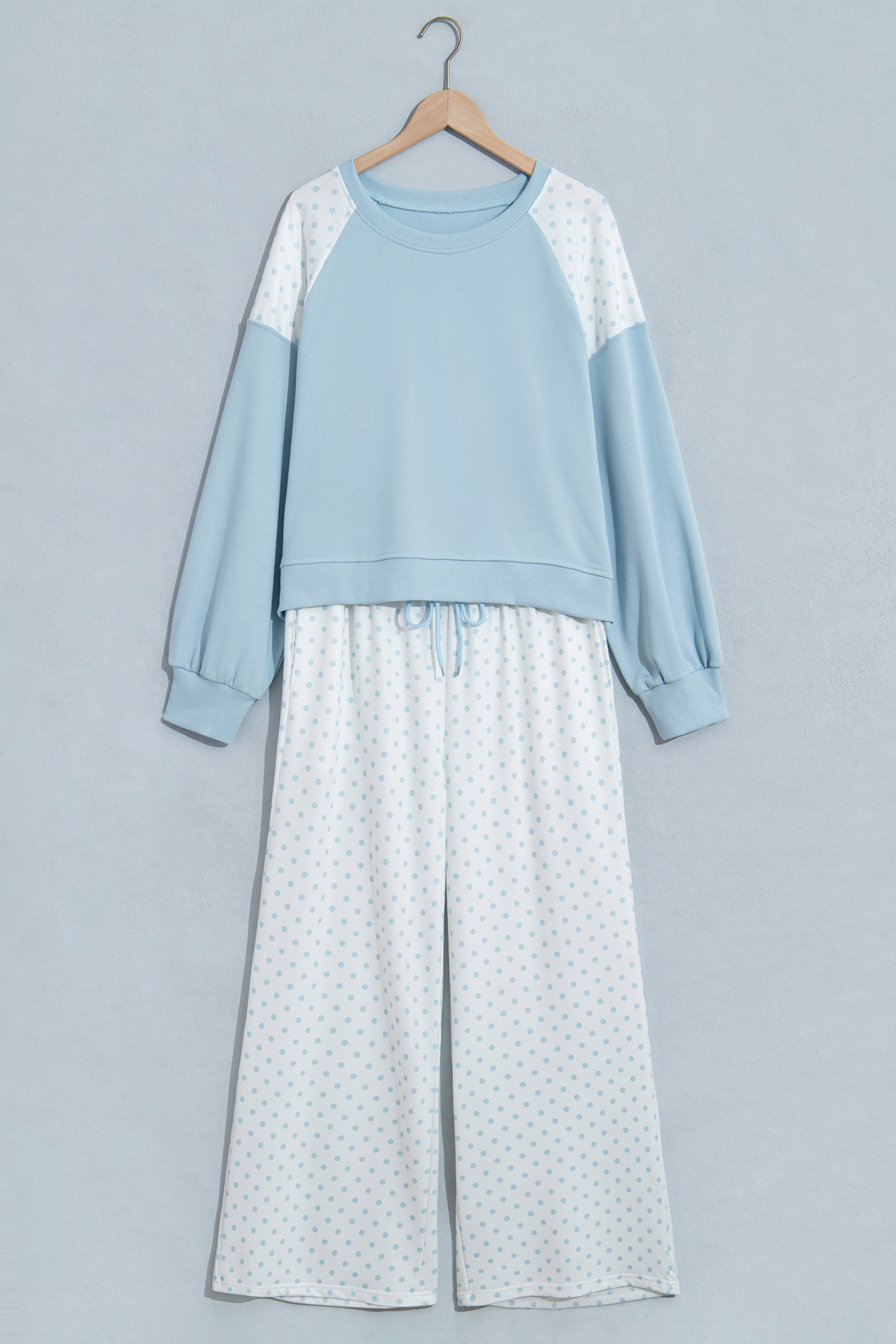 Women's Fall Polka Dot Colorblock Drawstring 2 Piece Set