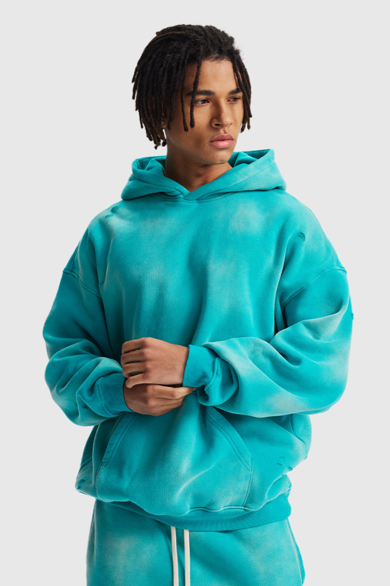 Men's Streetwear Washed 360G Heavyweight Cut Hoodie
